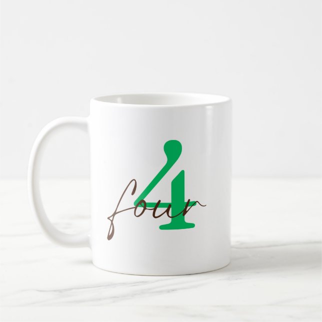 Fourth 4 Year Anniversary with Personalization Coffee Mug (Left)