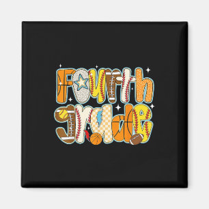 Fourth 4th Grade Boy Baseball Basketball Football Magnet