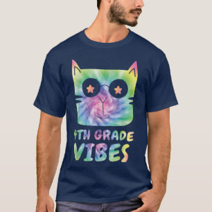 Fourth 4th Grade Vibes  Cute Tie Dye Cat Kitty Boy T-Shirt