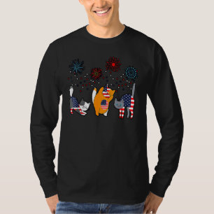 Fourth 4th Of July American Flag Meowica Cats Grap T-Shirt