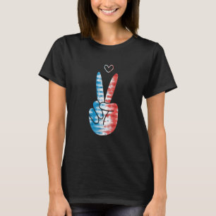 Fourth 4th Of July American Flag Peace Sign Memori T-Shirt