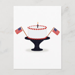 Fourth / 4th of July Birthday Cake Postcard