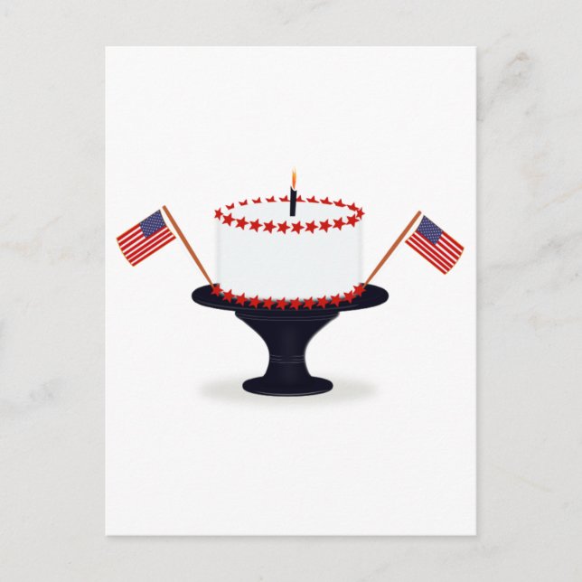Fourth / 4th of July Birthday Cake Postcard (Front)