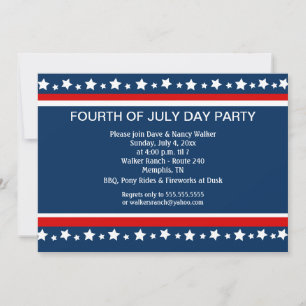 FOURTH 4th of July Party Custom 5x7 invitation