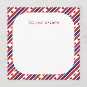 Fourth 4th of July red blue text Party Invitations