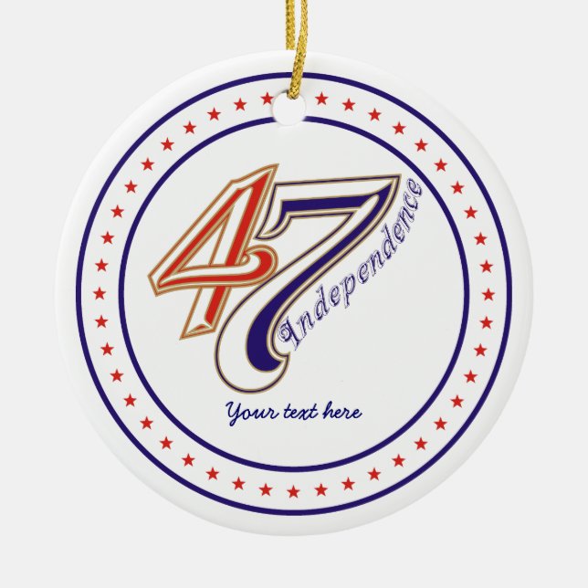 Fourth 4th of July text design ornament (Front)