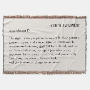 Fourth Amendment Constitution Bill of Rights Throw Blanket