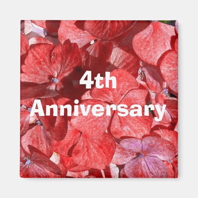 Fourth Anniversary Magnet with Hydrangas (Front)