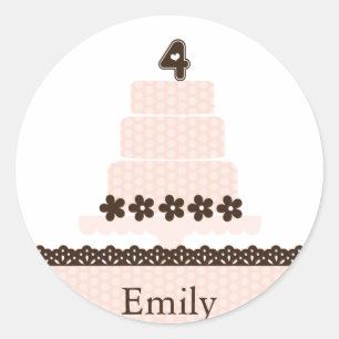 Fourth Birthday Cupcake Topper/Sticker Classic Round Sticker