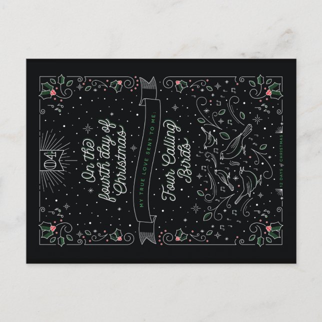 FOURTH DAY OF CHRISTMAS / Christmas Postcard (Front)