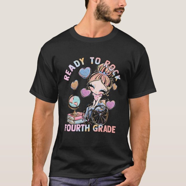 Fourth Grade 4 Wheelchair First Day School Girls D T-Shirt (Front)