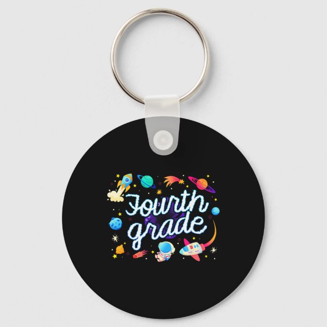 Fourth Grade Astronaut Planets Space Ck To School  Key Ring (Front)