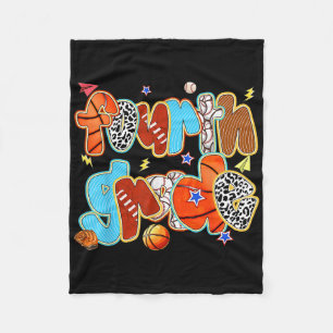 Fourth Grade Baseball Basketball Football Sports B Fleece Blanket