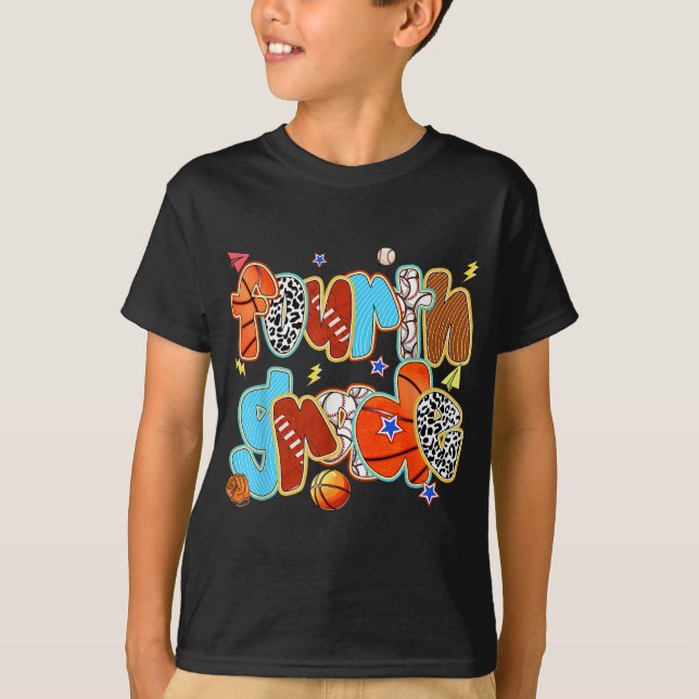 Fourth Grade Baseball Basketball Football Sports B T-Shirt (Front)