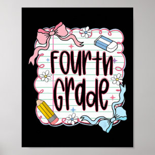 Fourth Grade Ck To School For Girls Pink Notebook Poster