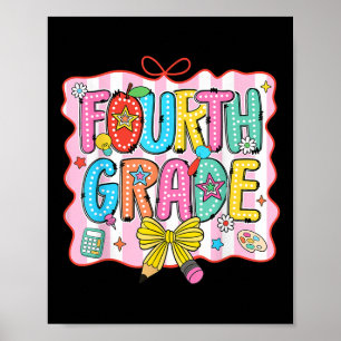 Fourth Grade Coquette Pencil Bow Back To School Te Poster