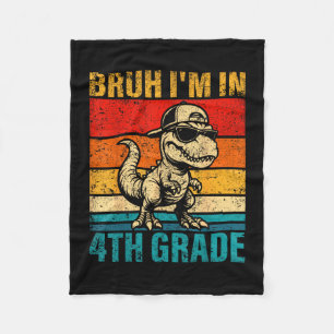Fourth grade dinosaur bruh in 4th grade student fleece blanket