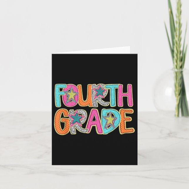 Fourth Grade Funny Back To School Happy First Day  Card (Front)
