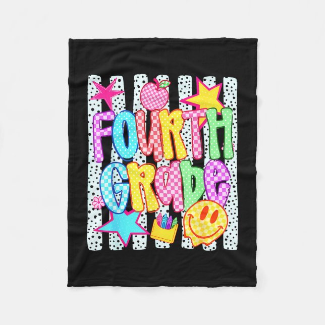 Fourth grade funny back to school happy first day fleece blanket (Front)