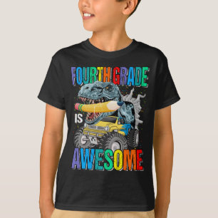 Fourth Grade Is Awesome Monster Truck Dinosaur T-Shirt