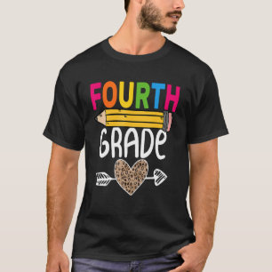 Fourth Grade Leopard Pencil First Day School 4th G T-Shirt