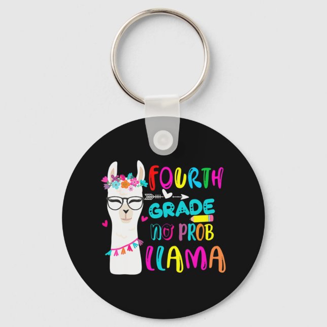 Fourth Grade No Prob Llama Teacher Student Back To Key Ring (Front)