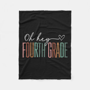 Fourth Grade Oh Hey Retro Back To School 4th Grade Fleece Blanket