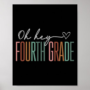 Fourth Grade Oh Hey Retro Back To School 4th Grade Poster