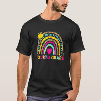 Fourth Grade Rainbow Back To School 4th Grade Squa T-Shirt