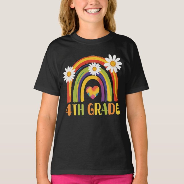 Fourth Grade Rainbow Back to School 4th Grade T-Shirt (Front)