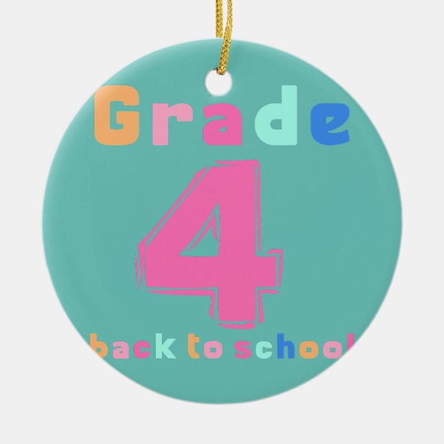 fourth Grade Rainbow Girls Boys Teacher Cute 4th Ceramic Tree Decoration (Front)