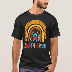 Fourth Grade Rainbow Leopard Print Teacher 4th Gra T-Shirt