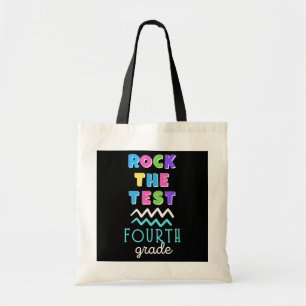 Fourth grade rock the test teacher test day tote bag