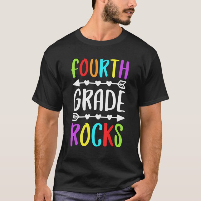 Fourth Grade Rocks  4th Grade Back To School T-Shirt (Front)