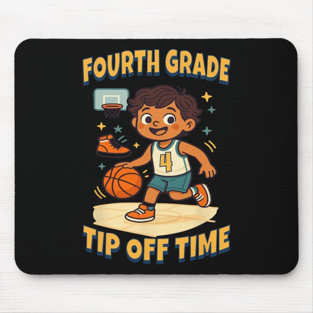 Fourth Grade Sketll Tip Off Game Day Vibes  Mouse Mat (Front)