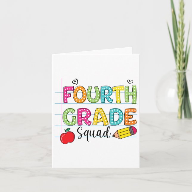 Fourth Grade Squad Byck To School Squad Teacher St Card (Front)