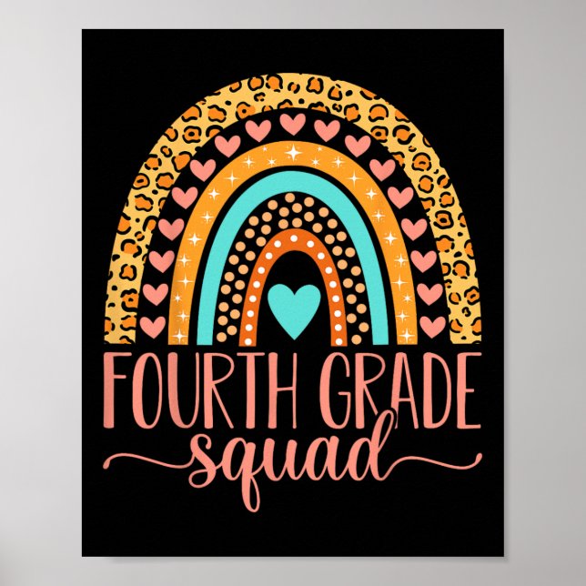 Fourth Grade Squad Team 4th Grade Teacher Back To  Poster (Front)