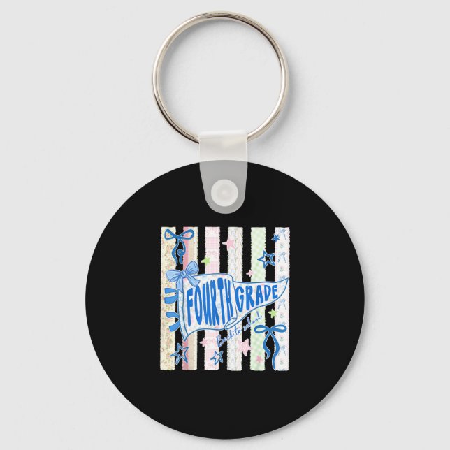 Fourth grade teacher 4th grade pennant flag back key ring (Front)