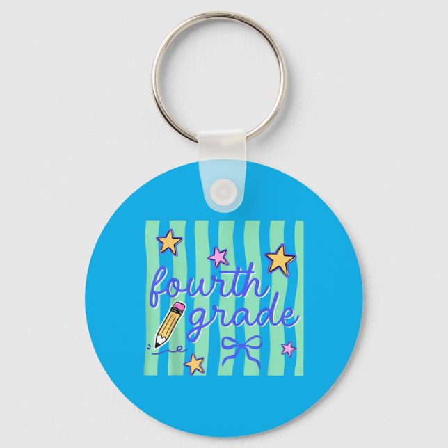 Fourth Grade Teacher 4th Grade Preppy Ed Back To Key Ring (Front)