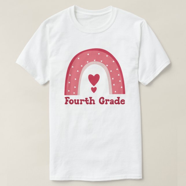 Fourth Grade Teacher | 4th Grade Teacher Rainbow T-Shirt (Design Front)