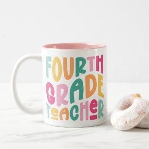 Fourth Grade Teacher   Colorful Text Two-Tone Coffee Mug
