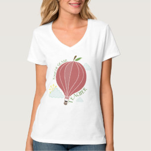 Fourth Grade Teacher Hot Air Balloon Apple T-Shirt