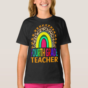Fourth Grade Teacher Rainbow Leopard  T-Shirt