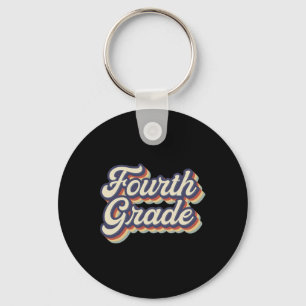 Fourth Grade Teacher Retro Vintage 4th Grade Teach Key Ring