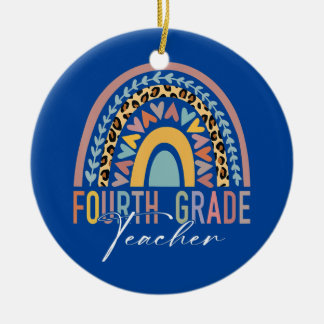 Fourth Grade Teacher Teach 4th Grade Boho Rainbow Ceramic Tree Decoration