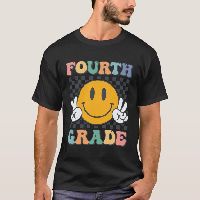 Fourth Grade Team Teachers Boys Girls Retro Smile  T-Shirt (Front)