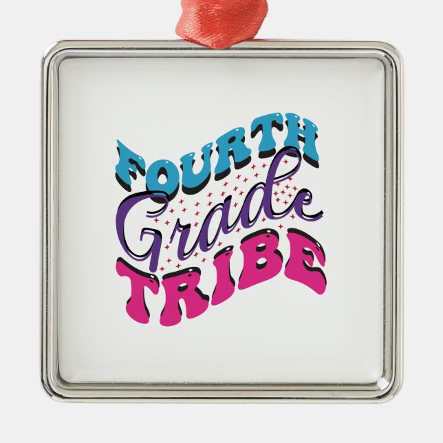 Fourth Grade Tribe Metal Tree Decoration (Front)