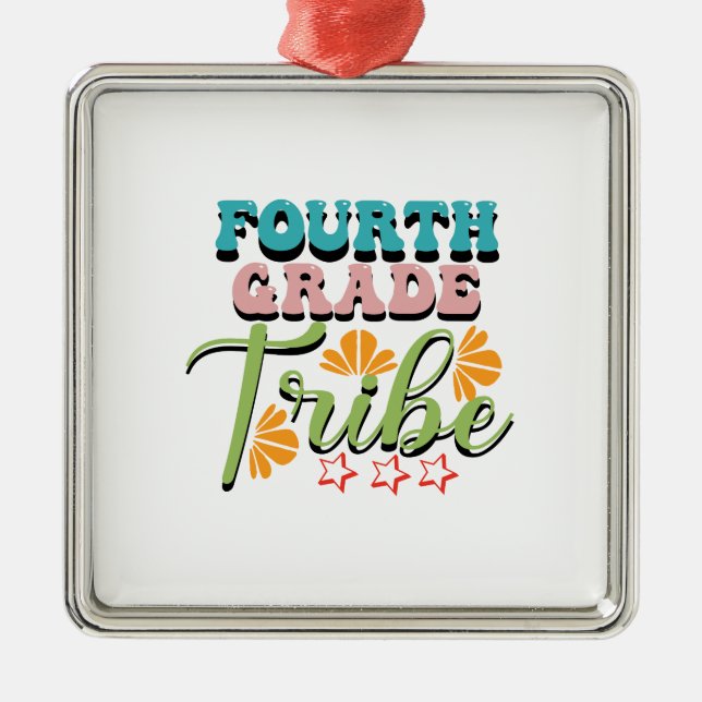 Fourth Grade Tribe Metal Tree Decoration (Front)