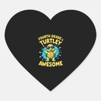 Fourth Grade Turtle-y Awesome First Day of Fourth  Heart Sticker