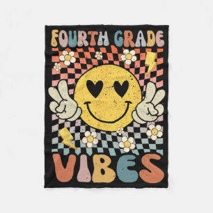 Fourth Grade Vibes 4th Grade Retro Teacher 1st Day Fleece Blanket